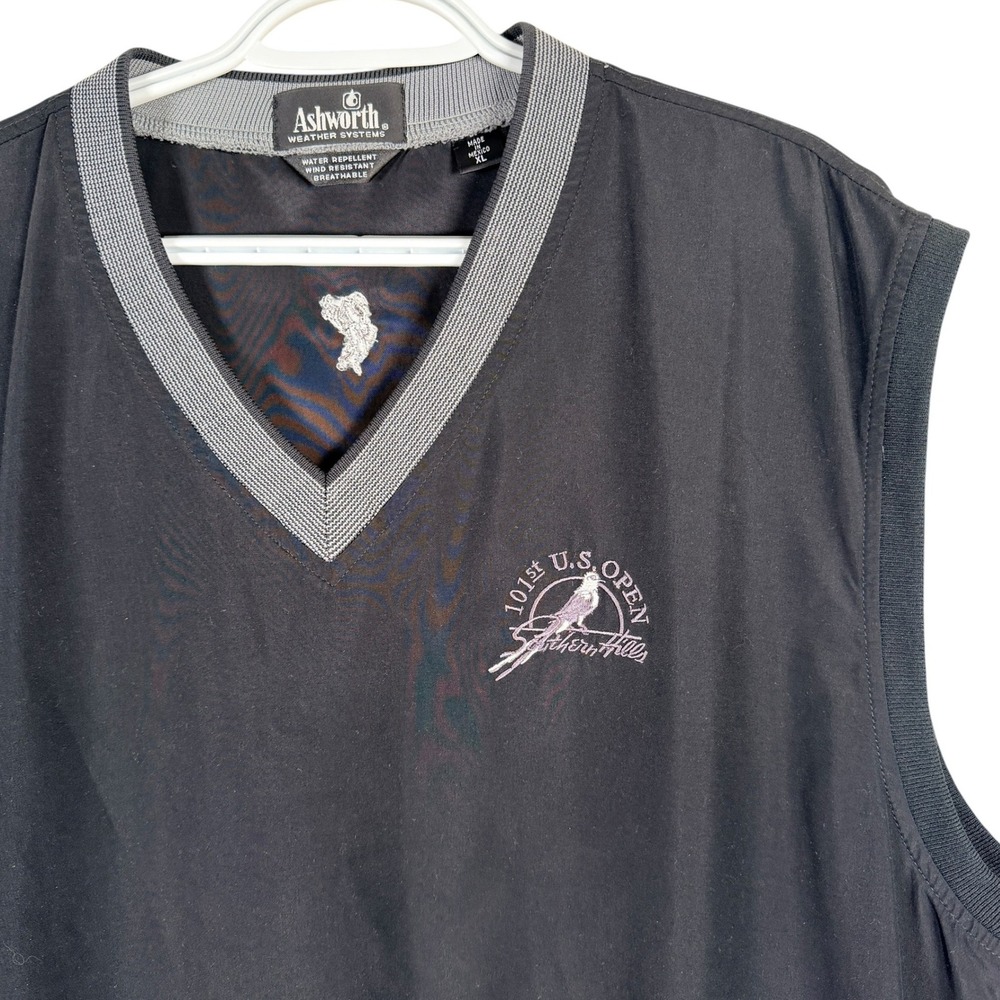 Ashworth Golf Vest 101st US Open Southern Hills Mens XL Black Windbreaker Shell